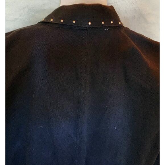 Vintage JenJen Darian 1980s Denim Blazer Jacket Gold Jewels Embroidery Studs 2X - Picture 12 of 15